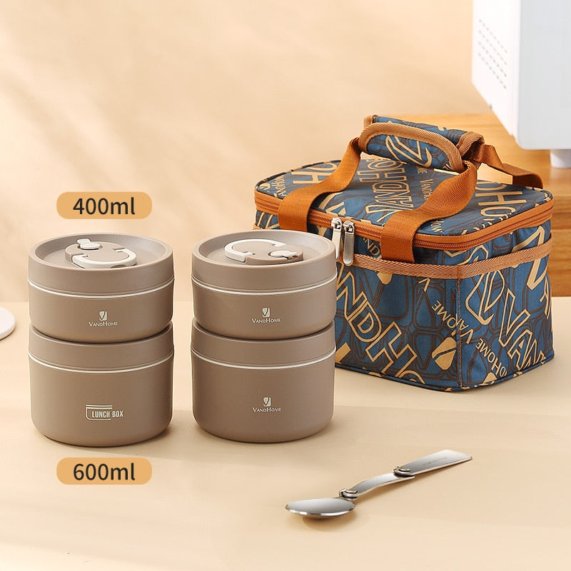 VandHome Thermal Lunch Box 18/8 Stainless Steel Bento Box Portable Leak-Proof Food Container For Kids School Picnic Food Box