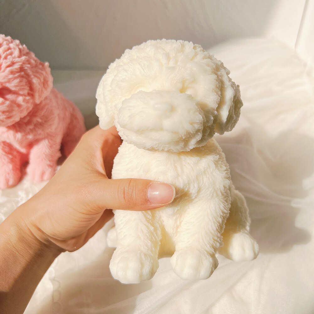 Cute Dog Candle Mold Animal Teddy Puppies Soy Wax Silicone Mould Puppy Dog Lover Home Decor